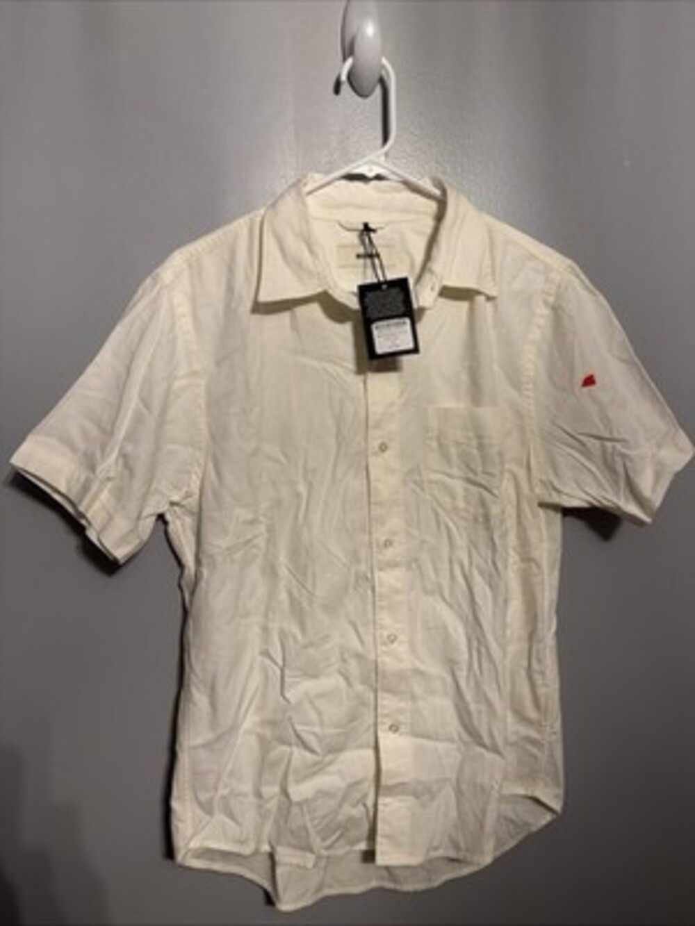 Buck Mason Men’s Medium Natural Draped Twill SS One Pocket Shirt
